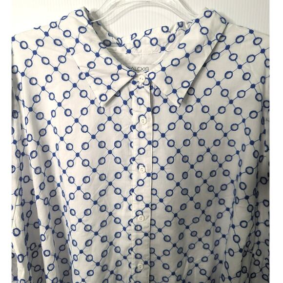 ALEXIS x Target Mini Dress Plus White Blue Dot Tulip Sleeve Eyelet Shirt 3X NWOT - Picture 4 of 12